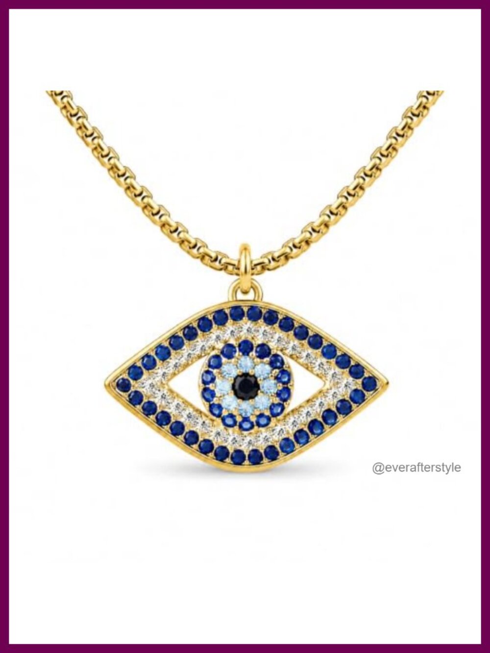 CZ Evil Eye Pendant Necklace, 18" + 2" Extender, Gold Tone, Cubic Zirconia, Gift